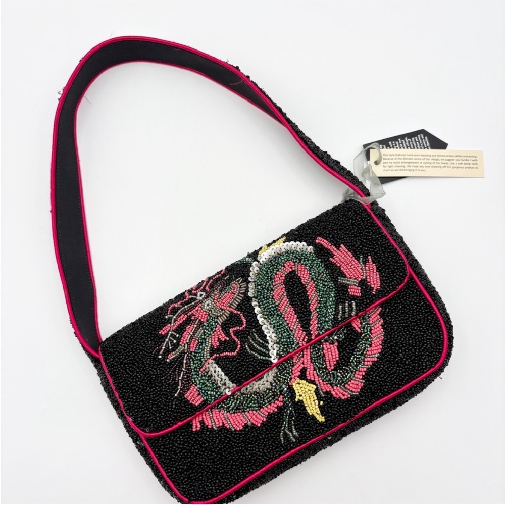 Embroidered Black Shoulder Bag